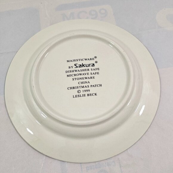 Sakura Majesticware Christmas Patch Stoneware Salad Luncheon Plates – Set of 4 - Picture 15 of 15